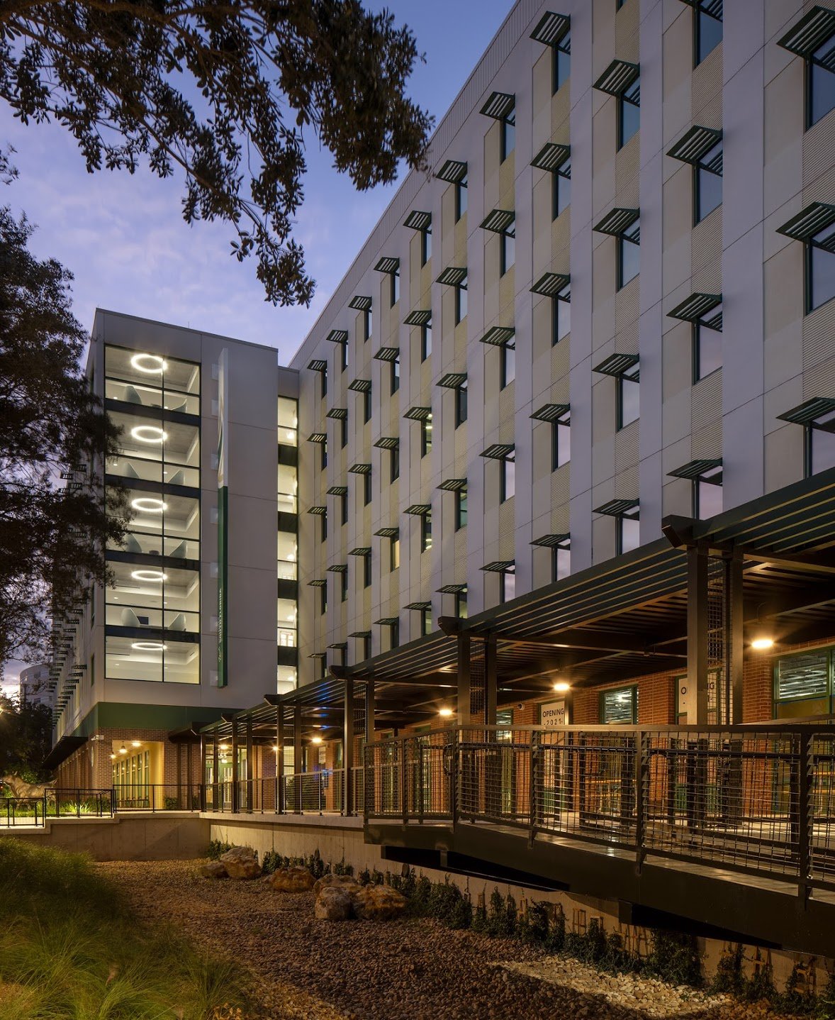 USFSP Residence Hall Exteriors Dusk Portrait from Corner
